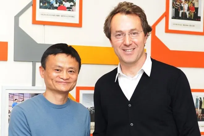 Businessmen Jack Ma and Ruslan Baisarov