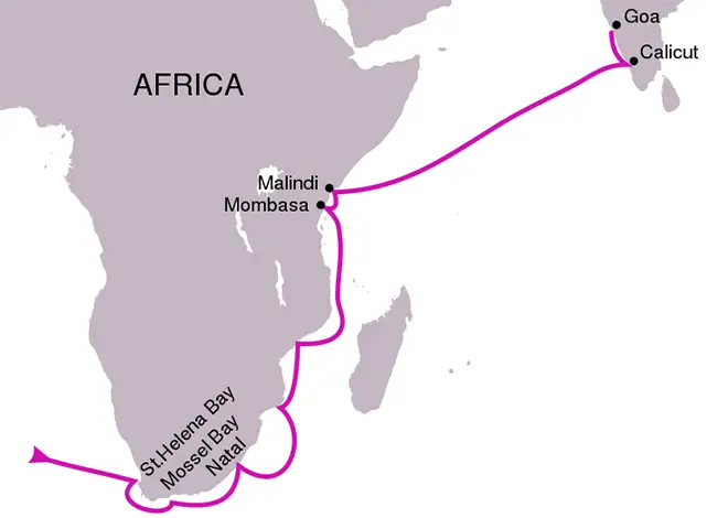 แผนที่ของ Vasco Da Gama