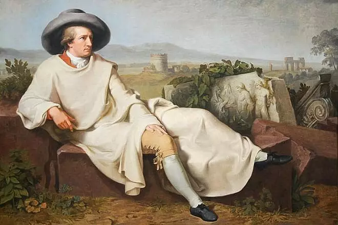 Portrét Johanna Goethe v kampani. Umelec Johann TishBain