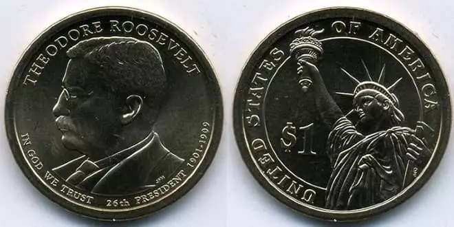 Dolar kanthi gambar Theodore Roosevelt