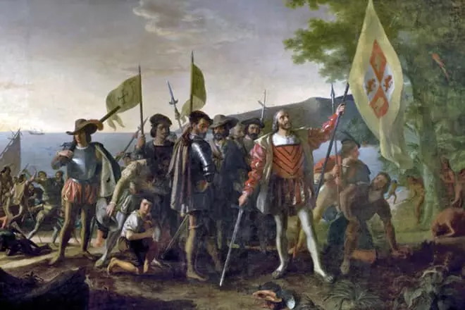 Christopher Columbus dwells to America
