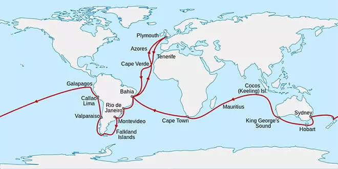 Charles Darwin Travel Map.
