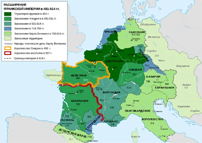 Karte des fränkischen Reiches