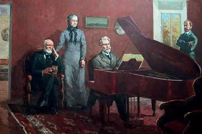 Nikolai Pirogov i la seva dona escolten el joc Peter Ilya Tchaikovsky