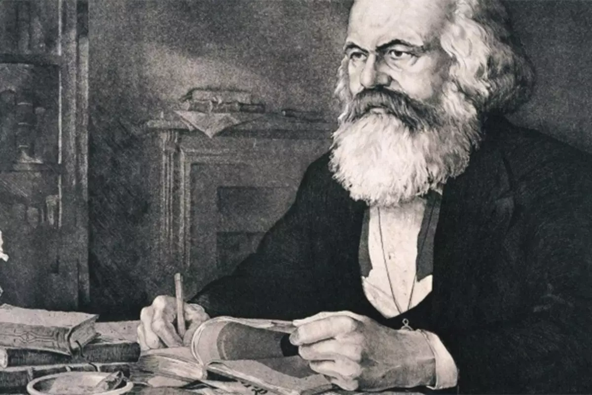 Karl Marx bei der Arbeit