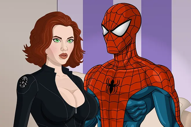 Black widow and spiderman
