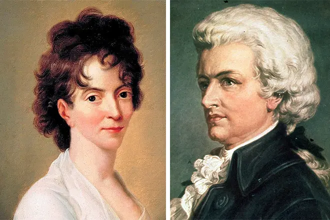 Wolfgang Mozart with his wife