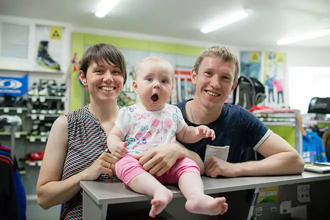 Alexey Volkov amb la seva dona i la seva filla