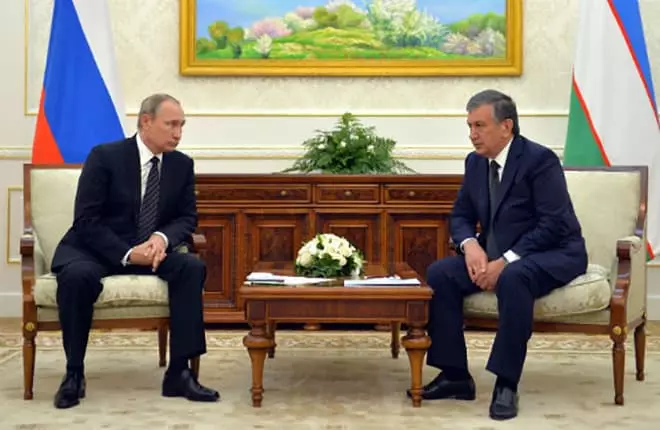 Vladimir Putin und Shavkat Mirziaev