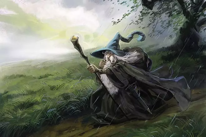 Gandalf op 'e klassike yllustraasje fan it boek "The Lord of the Rings"
