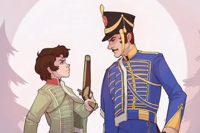 Rzhevsky hadnagy és Shura azarova rajza