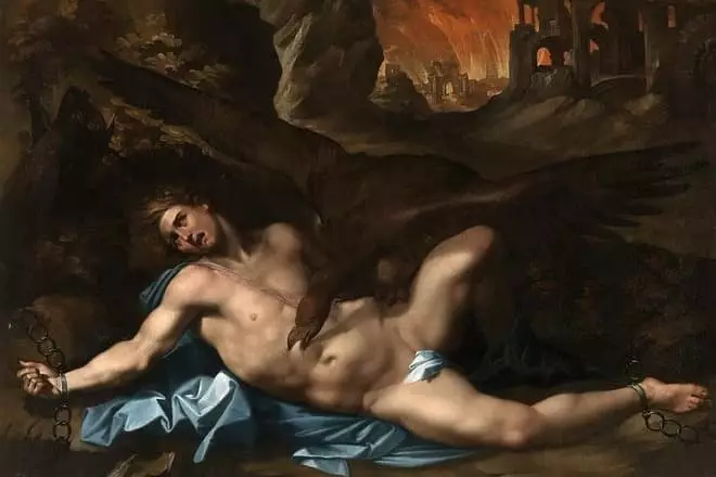 Prometheus chained to a rock