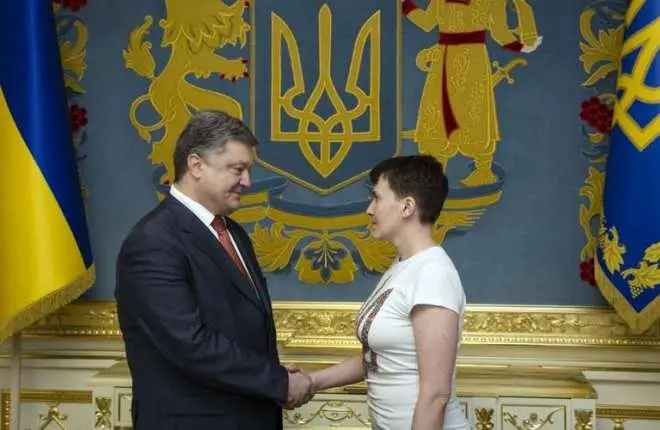 Питер Порошенко һәм Надежда Савченко
