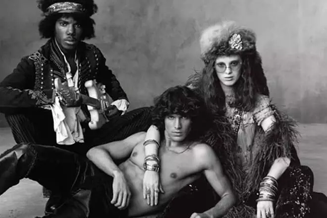 Janis Joplin mit Jimmy Hendrix und Jim Morrison