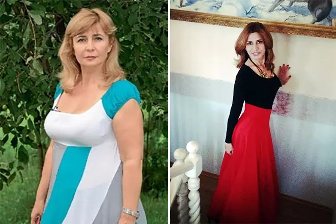 Irina Agibalova abans i després de la pèrdua de pes