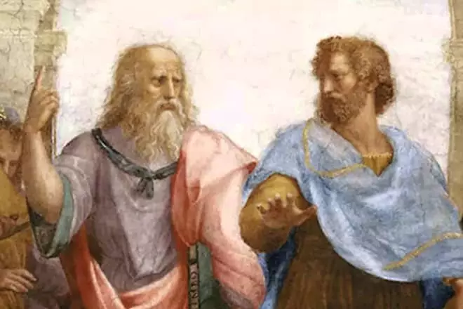 Aristotle a Plato (Darn o'r Frescoes "Ysgol Athens")