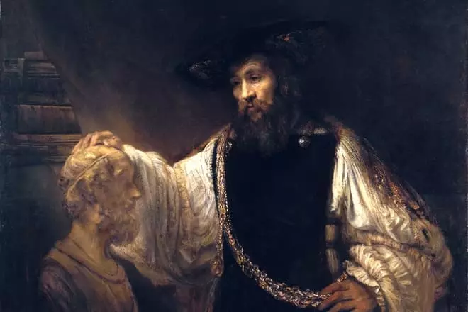 Aristotle nrog bust homer. Artist Rembrandt.