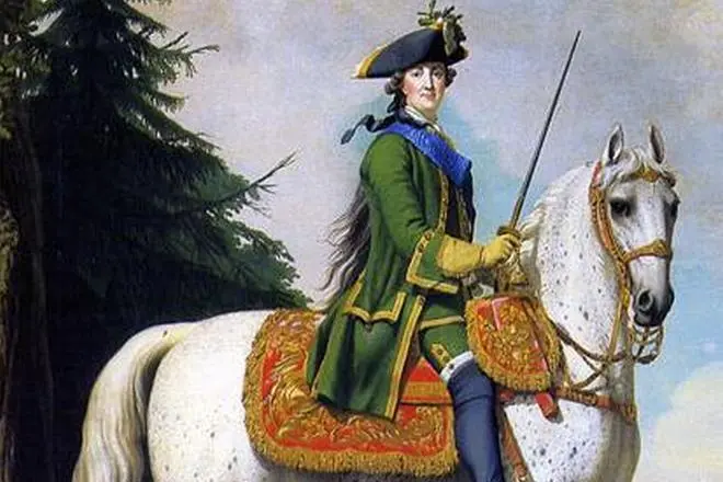 Porträt von Catherine II auf Pferd