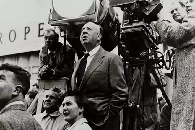 Alfred Hitchcock auf dem Set