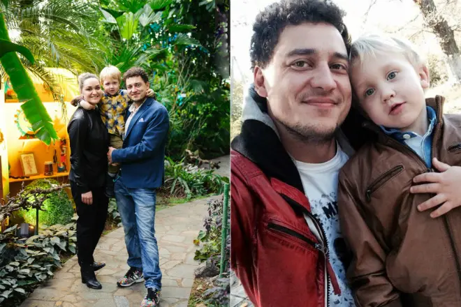 Evgeny Sinelnikov mit seiner Frau und seinem Sohn