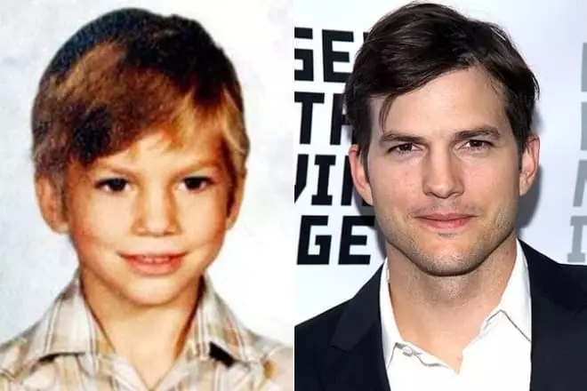 Ashton Kutcher in childhood and now