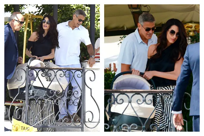 George Clooney s svojo ženo in otroki
