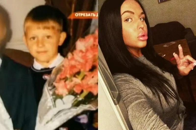 Alena Kuznetsova før og efter at have ændret gulvet