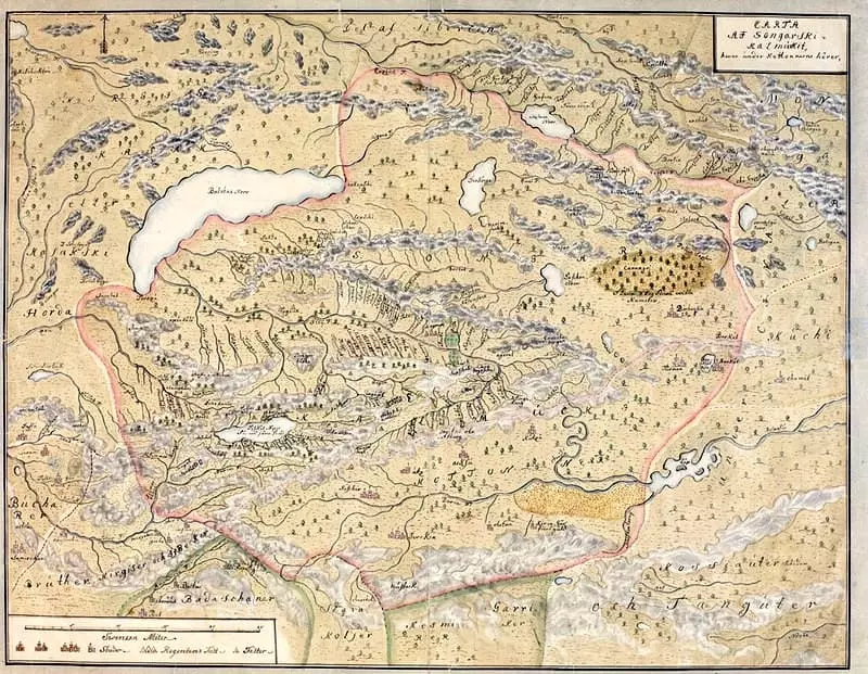 Jungarian kartta, joka on koottu Johan Renat
