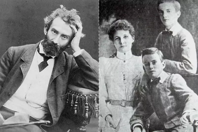 Николај Миклу-Маклиј со неговата сопруга и деца