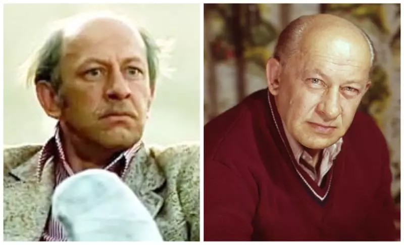 Actor Evgeny Evstigneev during filming in the film and in recent years of life