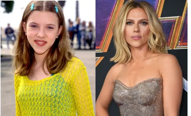 Scarlet Johansson in childhood and now