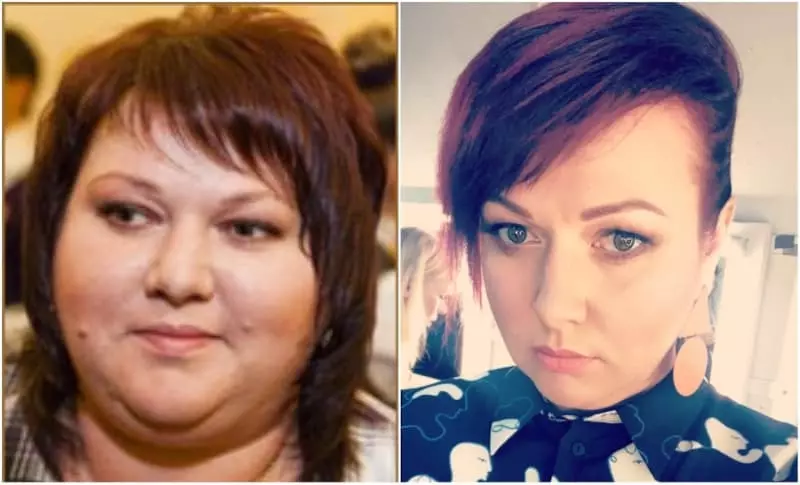Olga Kartunke pred in po izgubi teže
