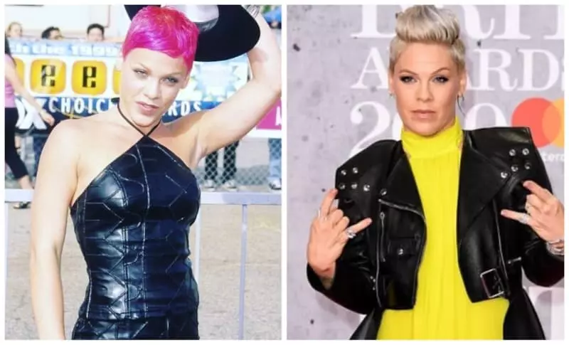 Pink at the beginning of a career and now