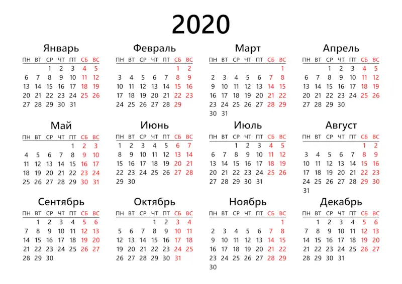 Koľko týždňov v roku 2020